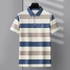 Cotton lapel striped casual polos