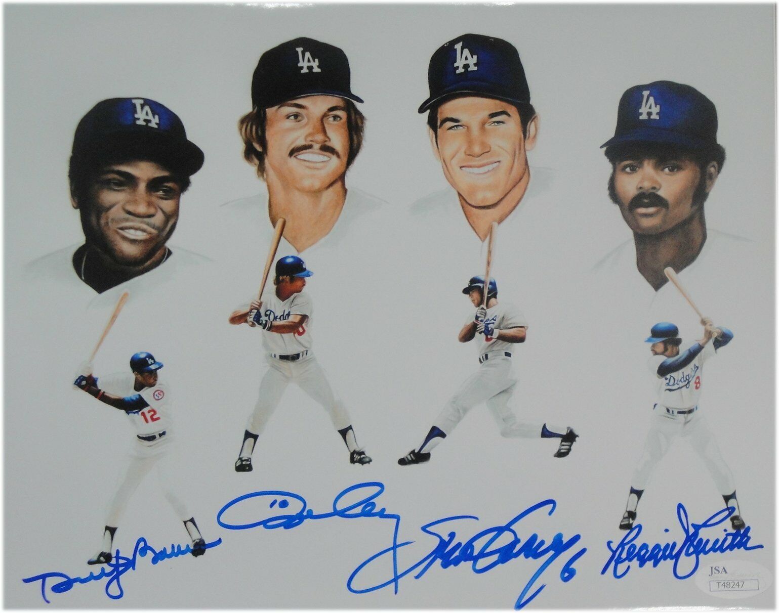 Dusty Baker Ron Cey Steve Garvey Reggie Smith Signed Auto 8x10 Photo Poster painting 30HR JSA