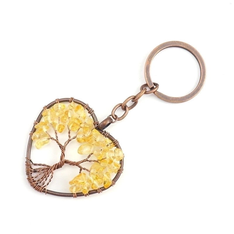 Fashion Tree Natural Stone Copper Beaded Women’s Keychain 1 Piece