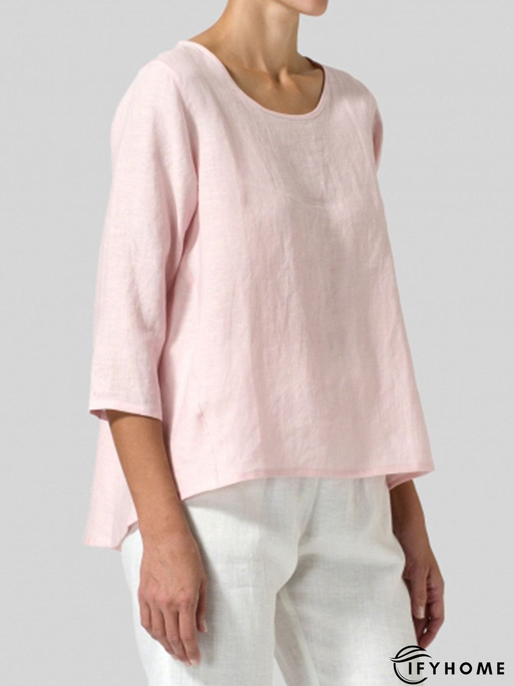 Women Casual 3/4 Sleeve Loose Top Blouse Shirt | IFYHOME