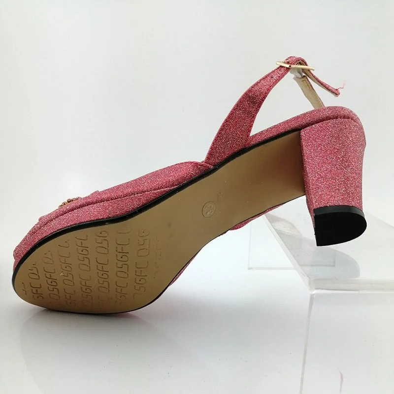 Latest Design Women Italian African Party Pumps Shoes and Bag Set Decorated with Rhinestone Women Shoes and Bag Set In Blue