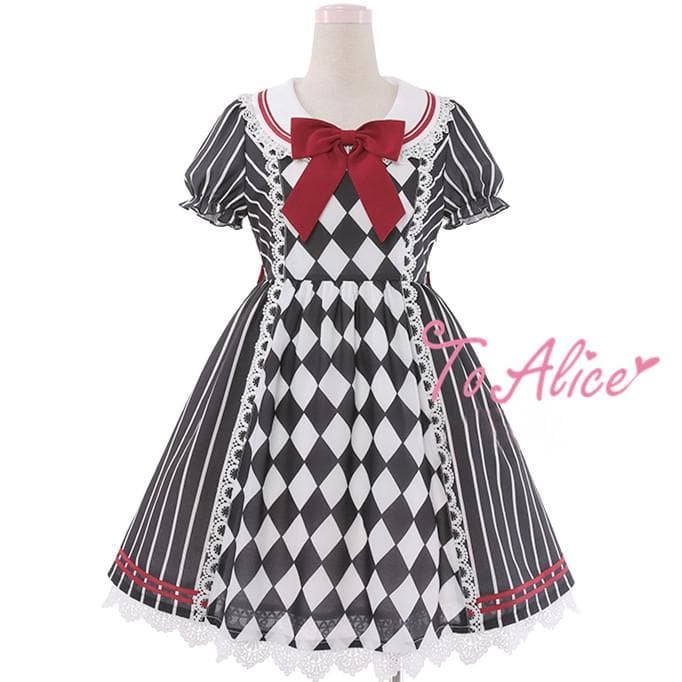 Elegant Stripe Grid Alice Dress SP179506