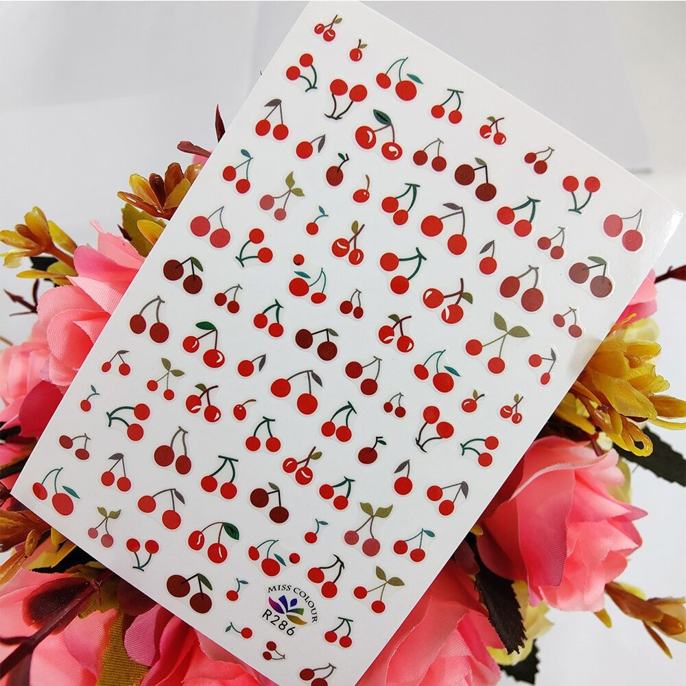 Cherry 3D Stickers for Nails Designer Self Adhesive Nail Art Decoraciones Fruits Cherries Sliders foil everything for Manicure