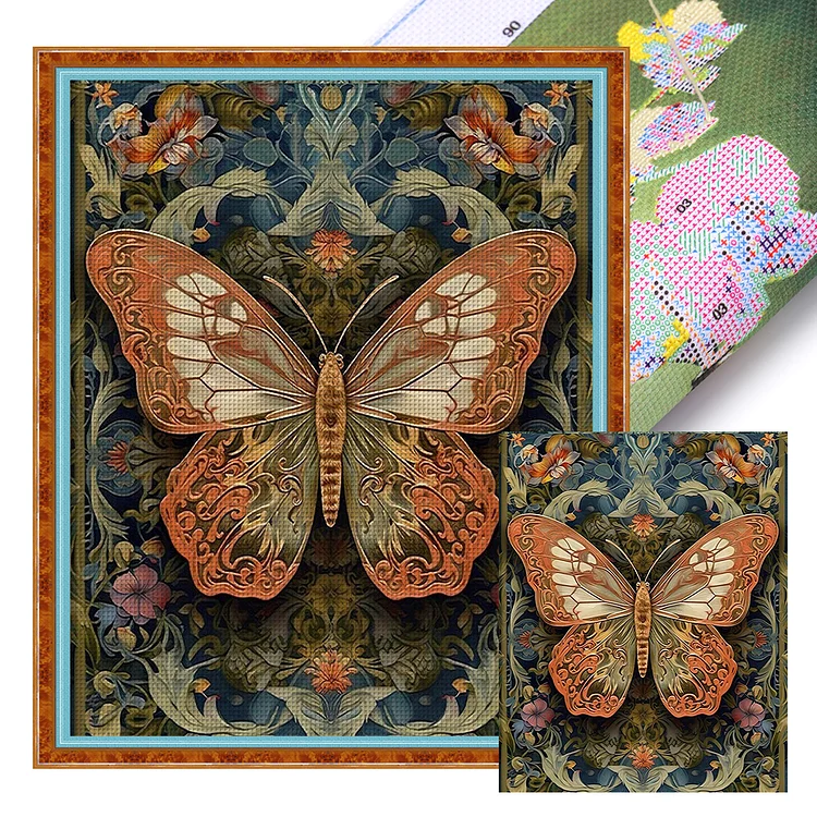 『YiShu』Butterfly - 11CT Stamped Cross Stitch(40*50cm)