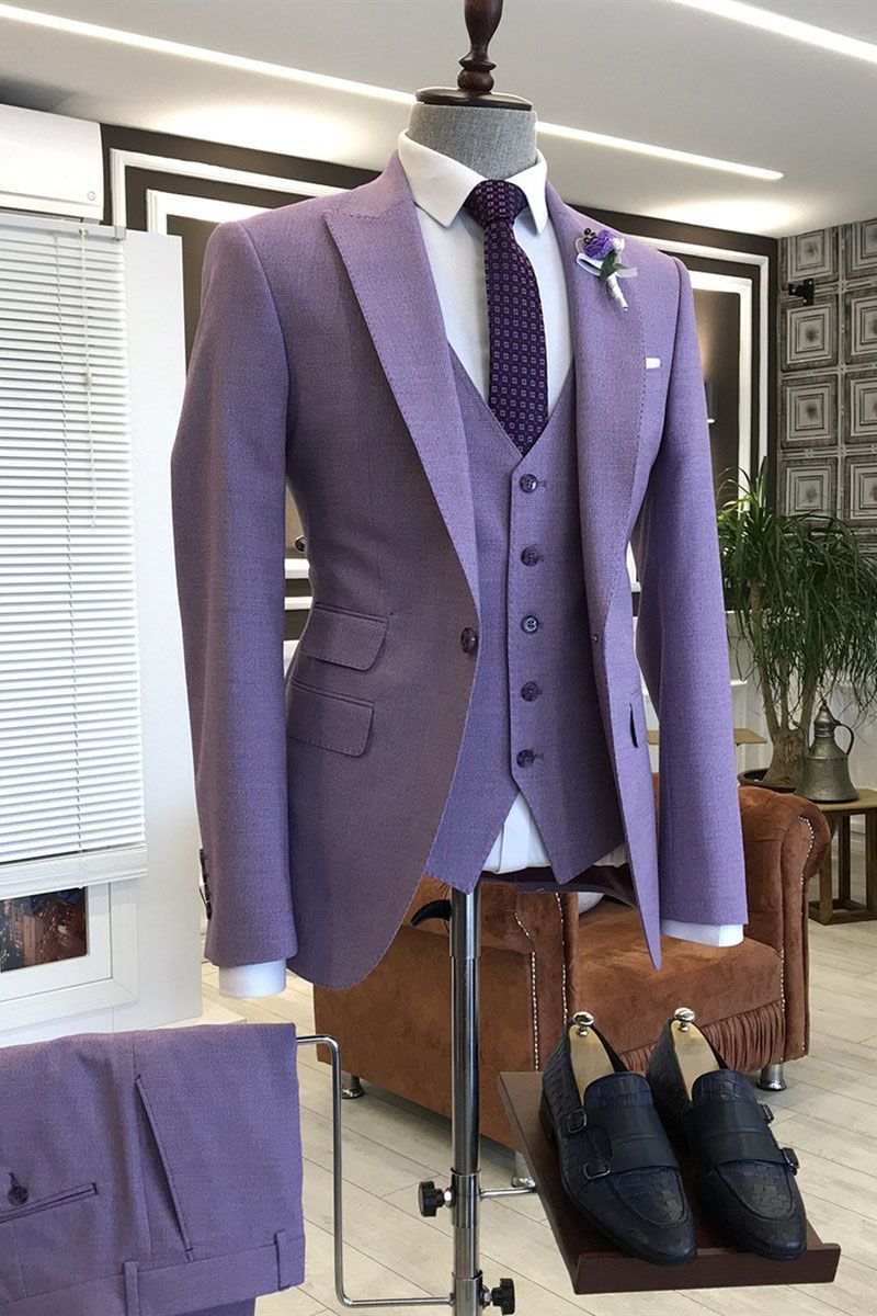 Bellasprom Glamor Three Piecess Party Suits For Prom With Violet Purple Tailored Bellasprom