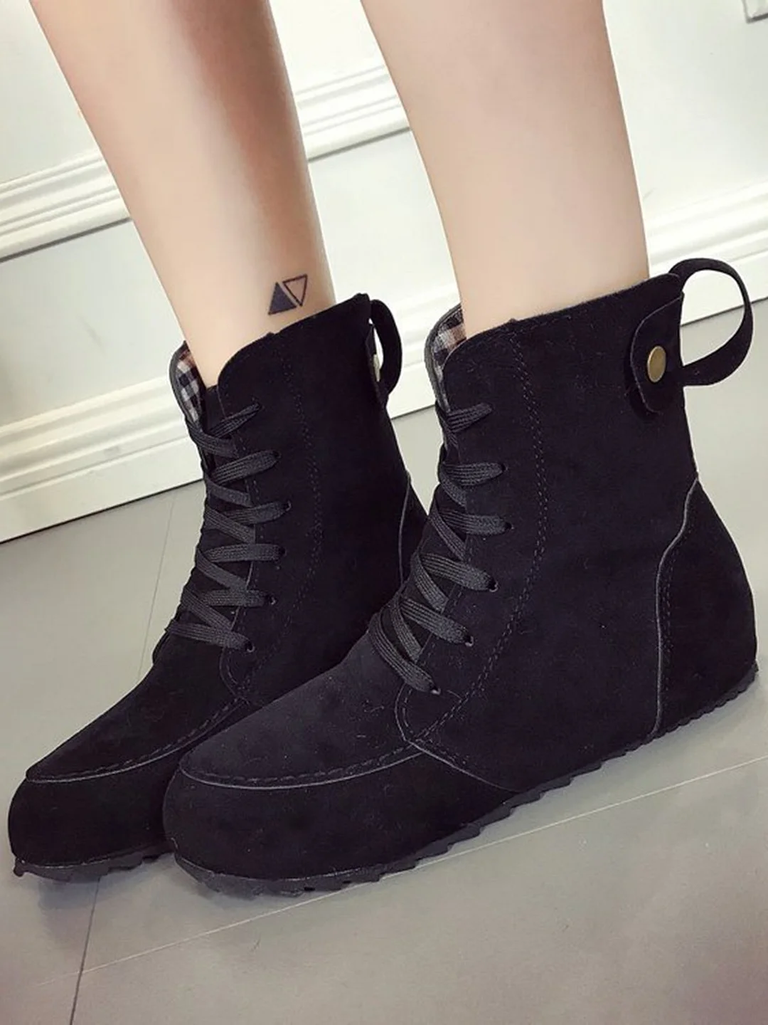 Artificial Suede Casual Lace Up Soft Soled Short Boots