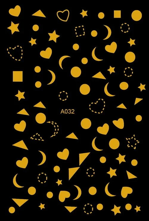 Black Wave Gold Stars White Line Nail Art Stickers Designs Manicure Sticker Back Glue Accessories for Nail Art Decoration Decals