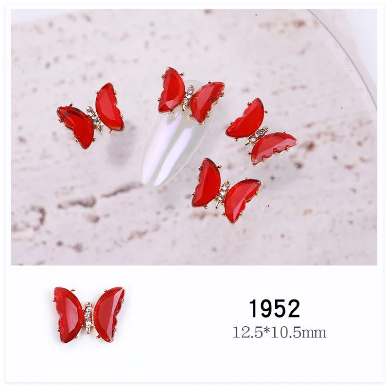 Crystal Butterfly Nail Art Decorations Transparent 3D Aurora Diamond Nail Jewelry for False Nails Nail DIY Decorations-Nail Inspo