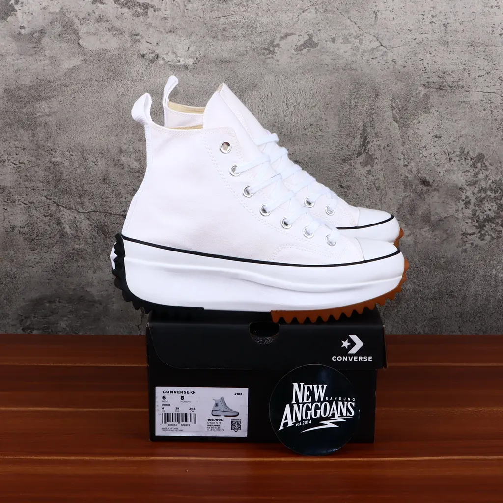 Hike Lugged Full White Putih Gum Canvas Wedges Hi - Runstar High Heels Wedges