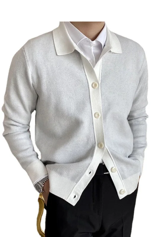 Men's new lapel knitted sweater cardigan