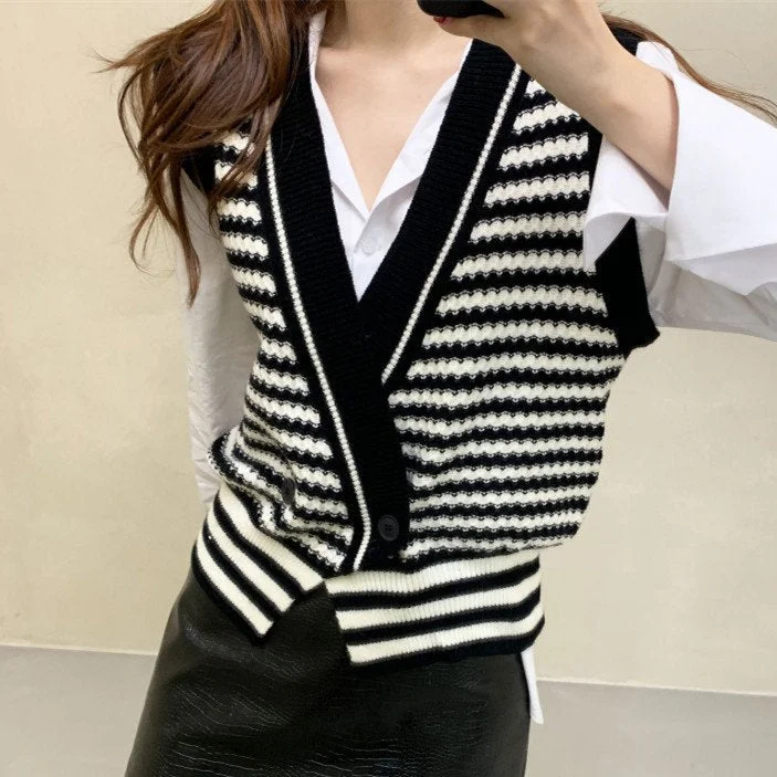 Casual Striped Vests QueenFunky