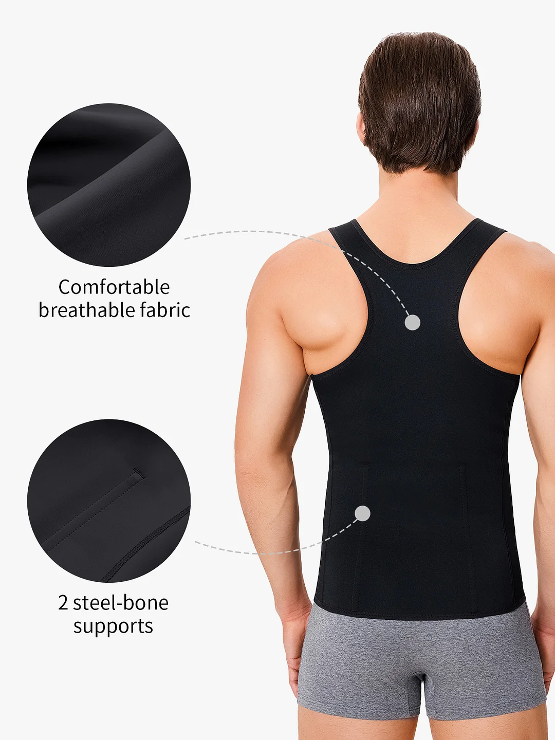 Zipper Belly Compression Workout out Waist Trainer Shapewear Tank Top