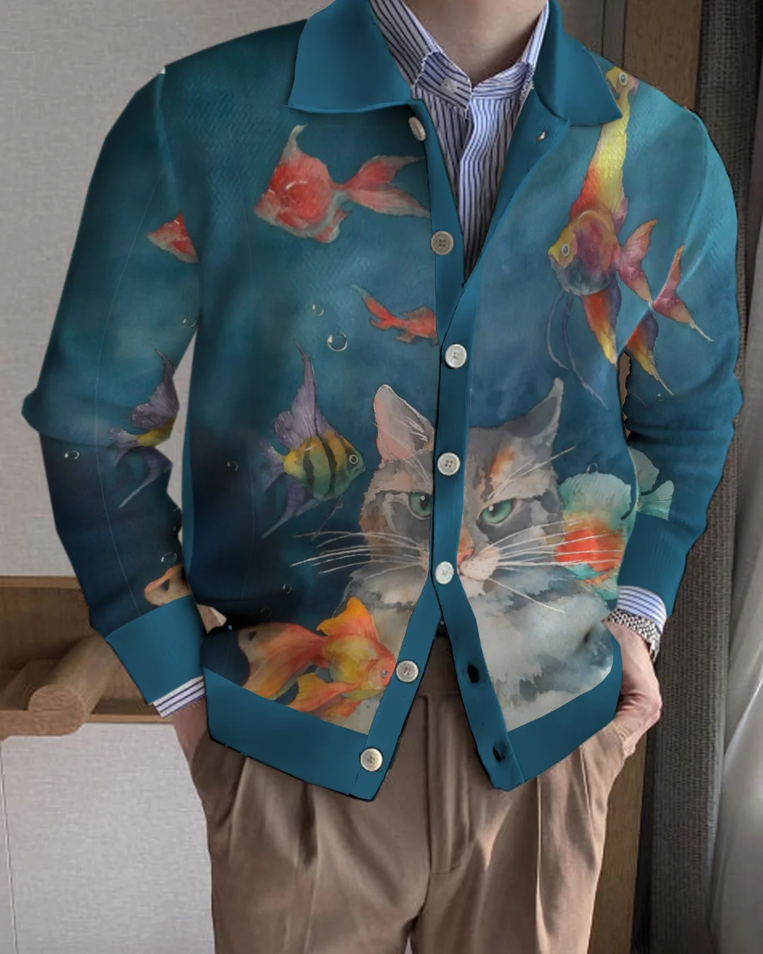 Men's Lapel Knitted Sweater Cardigan 5b72