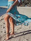 Floral-Print Off-The-Shoulder Top + Falbala Maxi Skirt Two Piece Suit