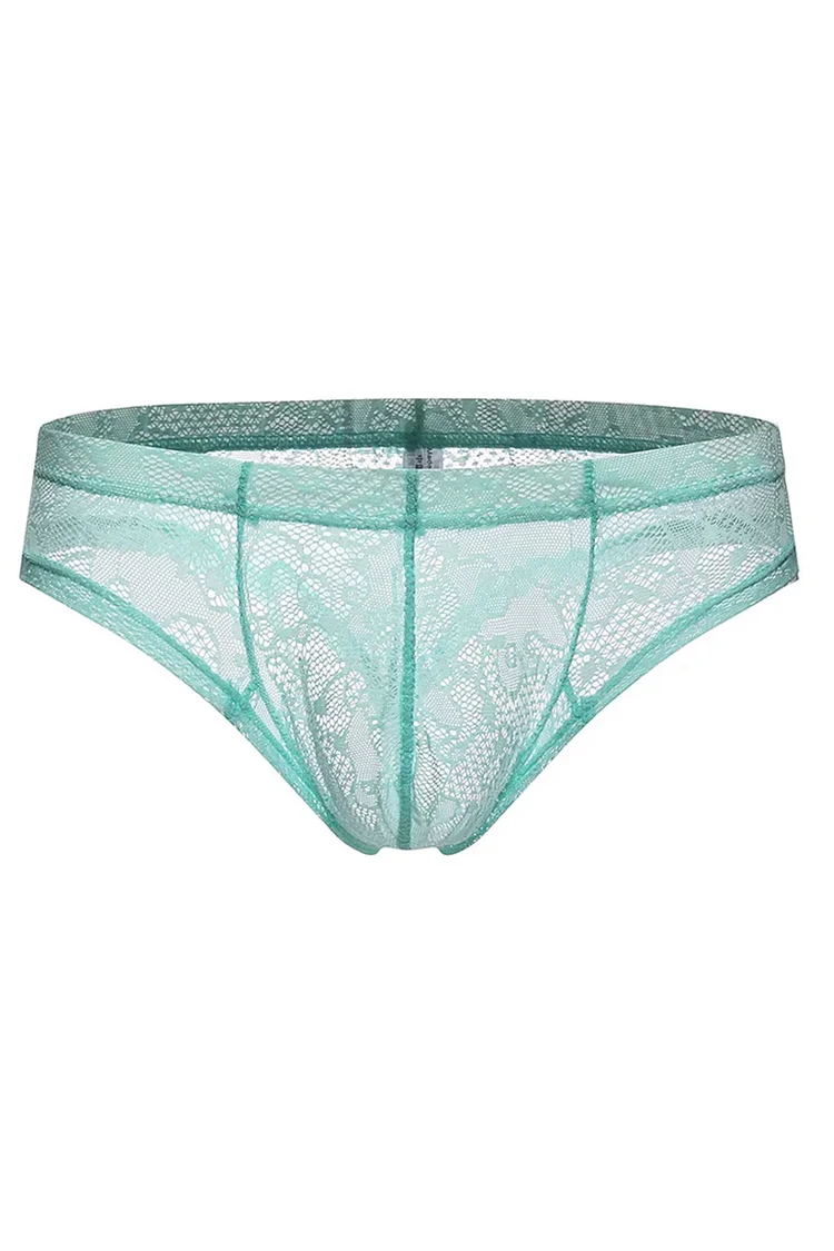 Men's Solid Lace See Through Briefs Underwear