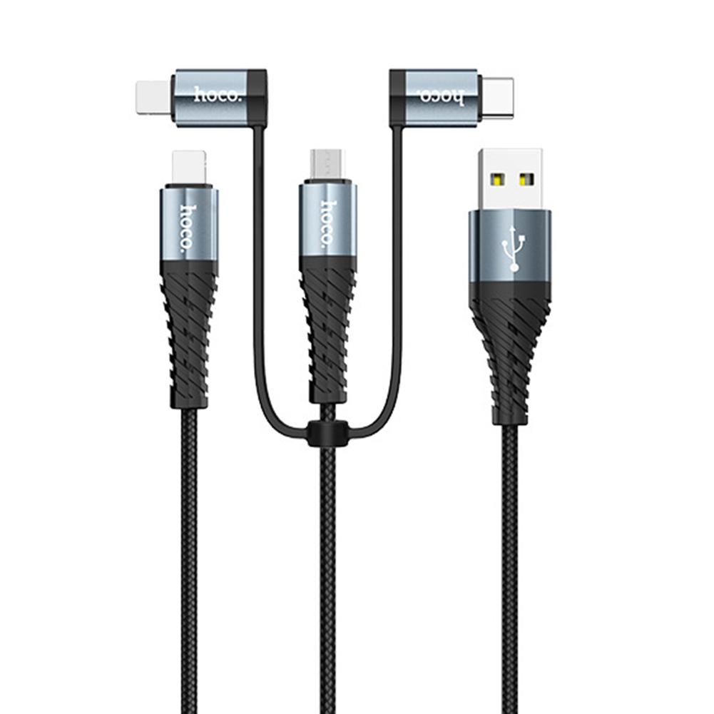 

HOCO X38 4 in1 USB Charging Cable for Dual 8 Pin Micro USB Type C (Black), 501 Original