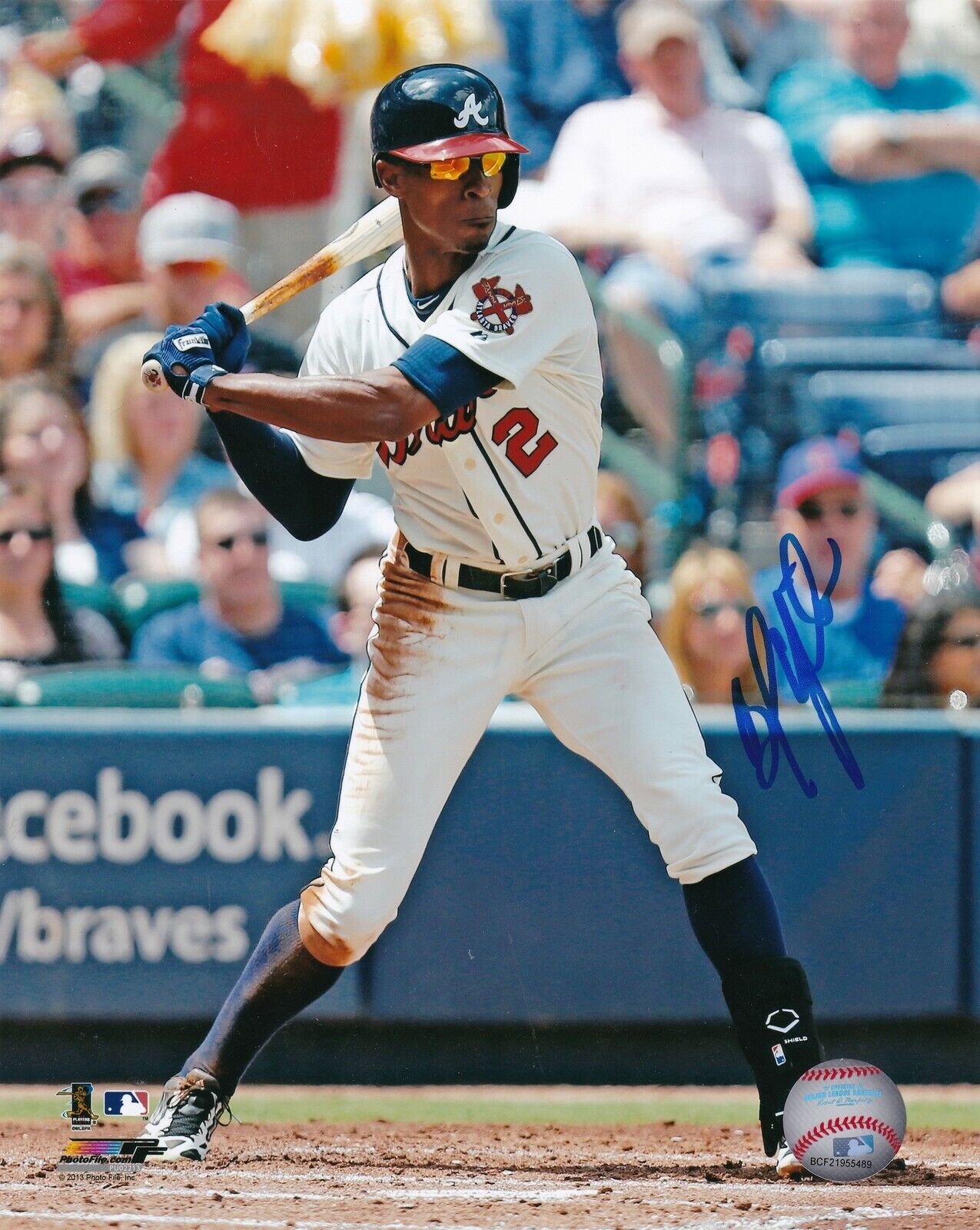 BJ UPTON ATLANTA BRAVES ACTION SIGNED 8x10