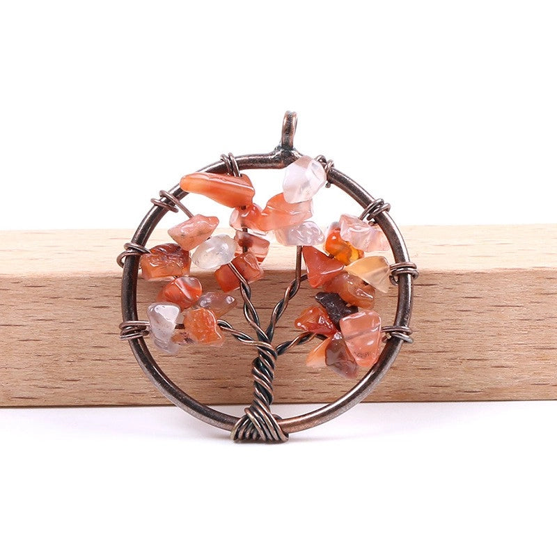 1 Piece Natural Stone Copper Life Tree Pendant