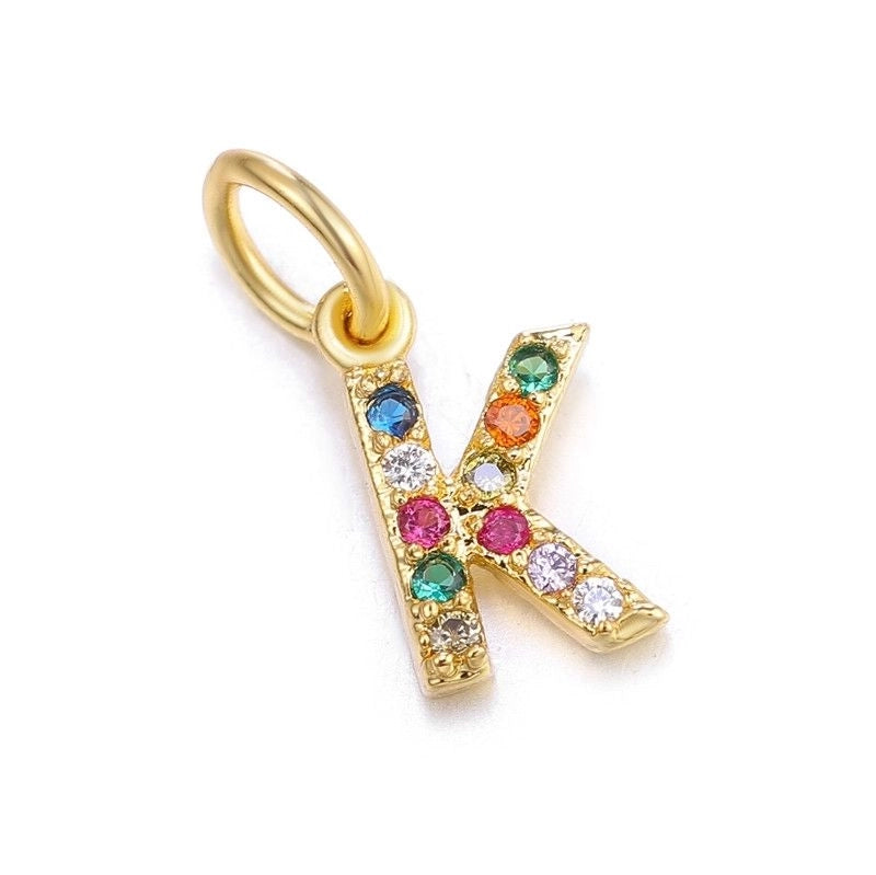 1 Piece Copper Zircon Letter Pendant Jewelry Accessories