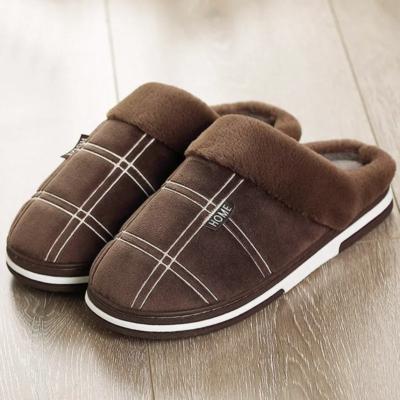 Winter men slippers Non slip Keep warm House shoes for male Soft Velvet Home slippers mens Memory Foam Sturdy Sole