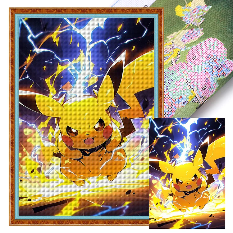 【Huacan Brand】Pokémon Discharges 11CT Stamped Cross Stitch 40*60CM