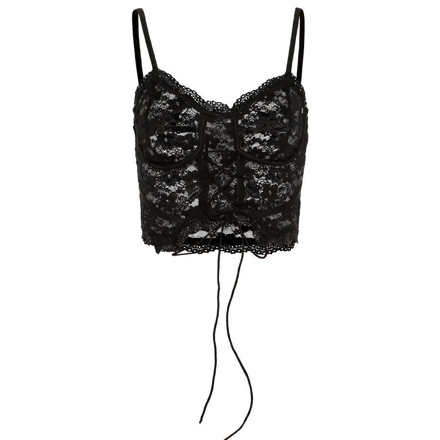 Weird Puss Sexy Mesh Summer Trend Camisole Sleeveless Bandage Backless Crop Tops See Though Streetwear Party Clubwear Outfits