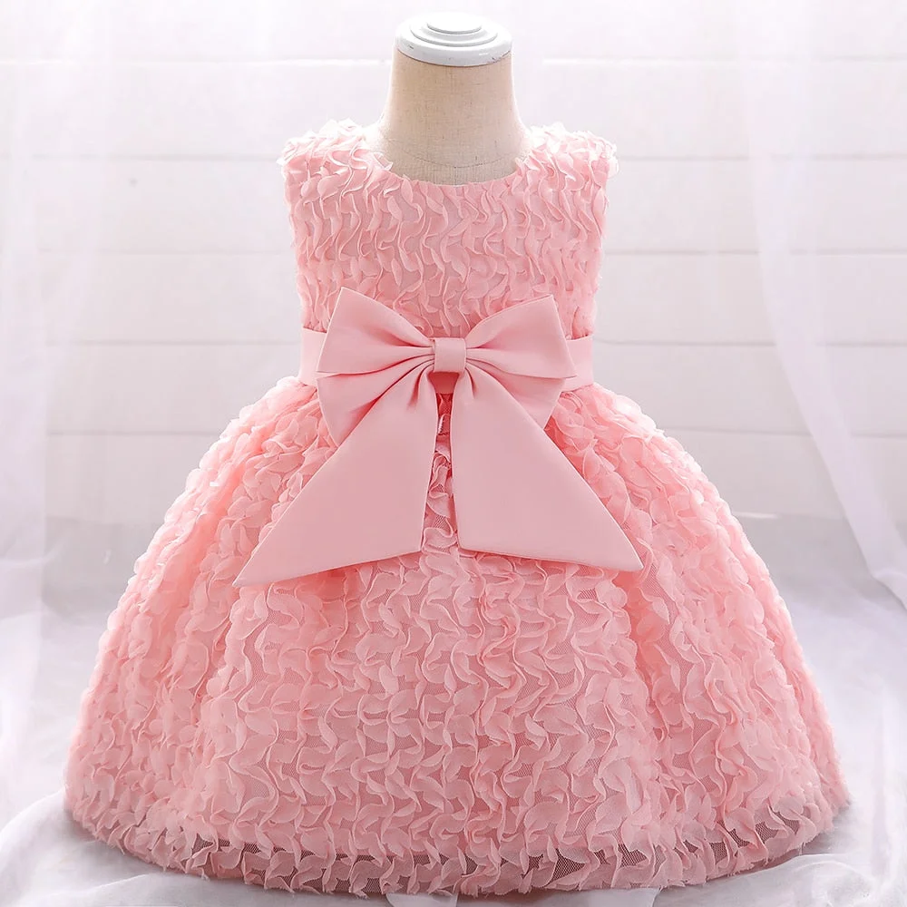 Toddler Bow Dress for Baby Girl Christening Gown First 1st Birthday Prom Dress Party Wedding Dress Baby Clothes Infant Vestidos