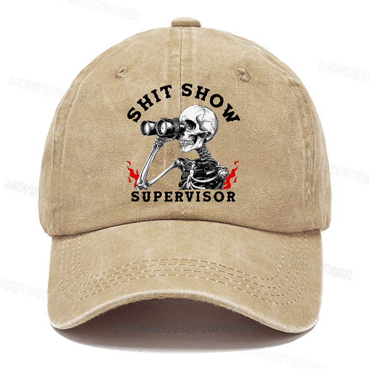 Personalized "Shit Show Supervisor" Custom Washed Baseball Caps