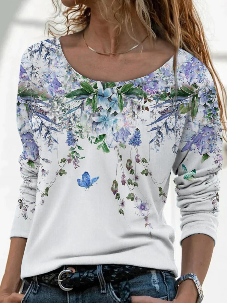 Floral Spring Print Comfy T Shirt  artssus