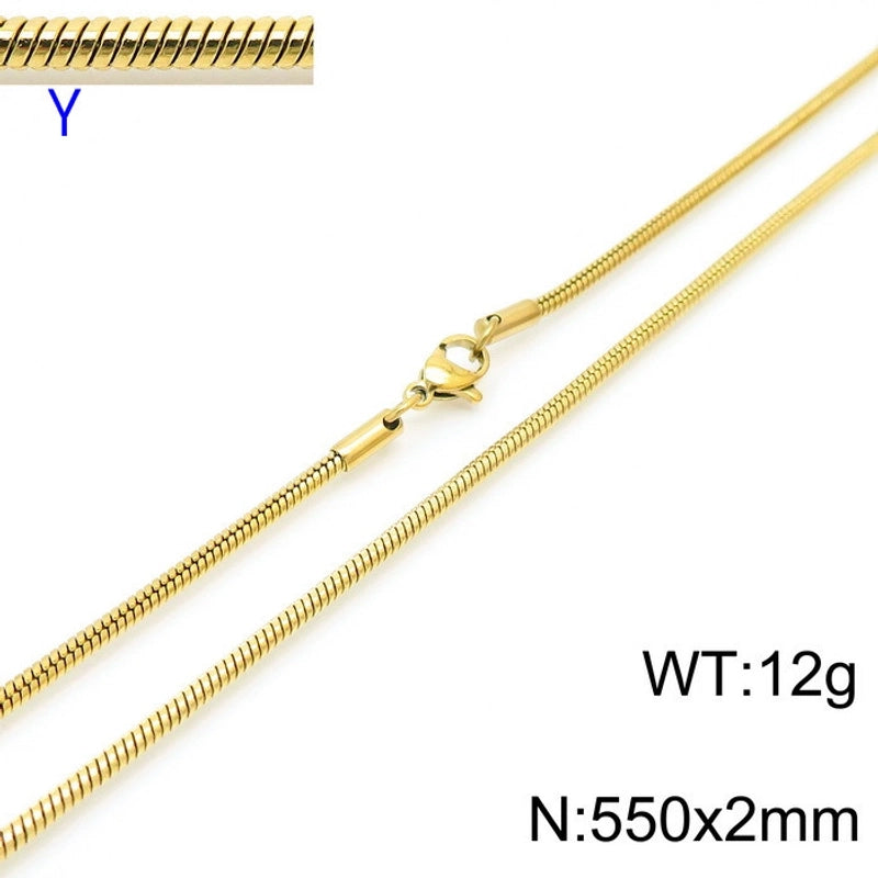 Jewelry Classic Style Solid Color Titanium Steel 18K Gold Plated Chain Necklace