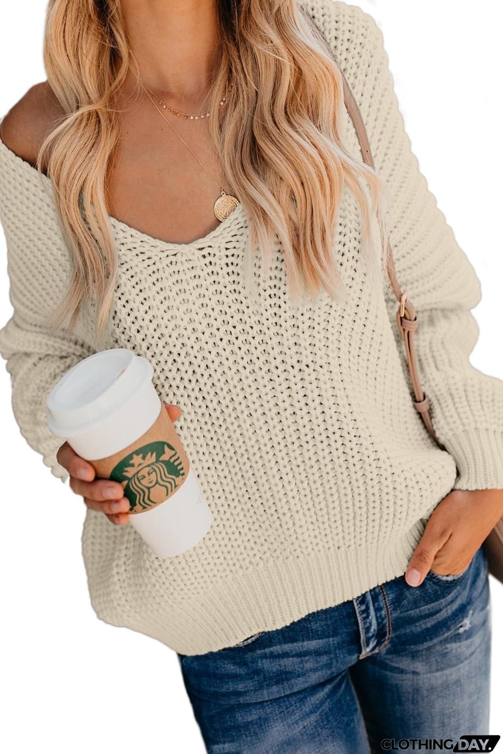 Carry On Knit V Neck Pullover Sweater