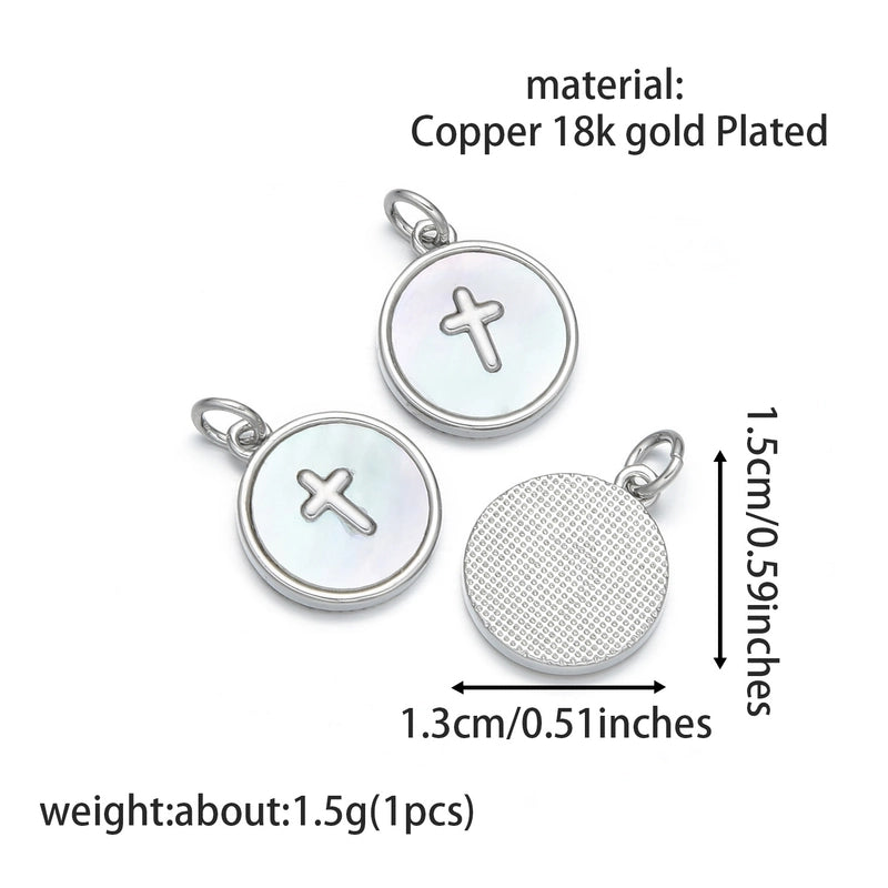 1 Piece 13 * 15mm Copper Shell 18K Gold Plated Cross Eye Polished Pendant Jewelry Accessories