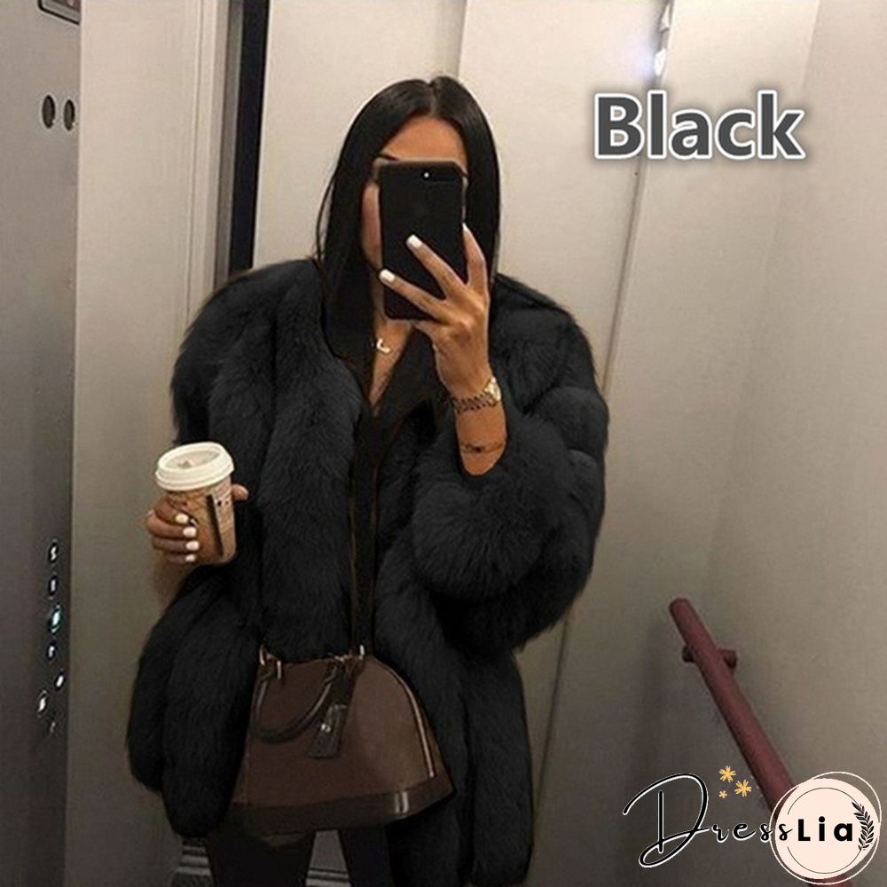 Women Winter Top Fashion Faux Fur Coat Elegant Thick Warm Outerwear Fake Fur Ladies Jacket Coat