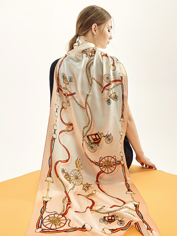 Silk Shawl Scarf Pink Women's Long Cape 