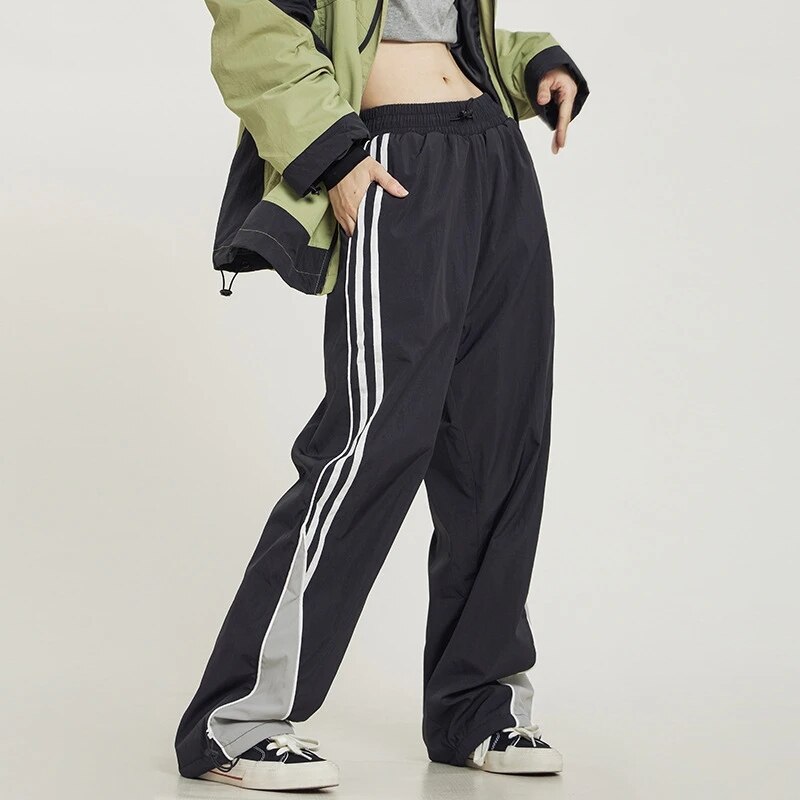 Resellerhostar fall casual outfits women 2025 Y2K Harajuku Striped Sweatpants Women Oversized Bf Loose Joggers Wide Leg Cargo Pants Hip Hop Streetwear Casual Sports Trousers