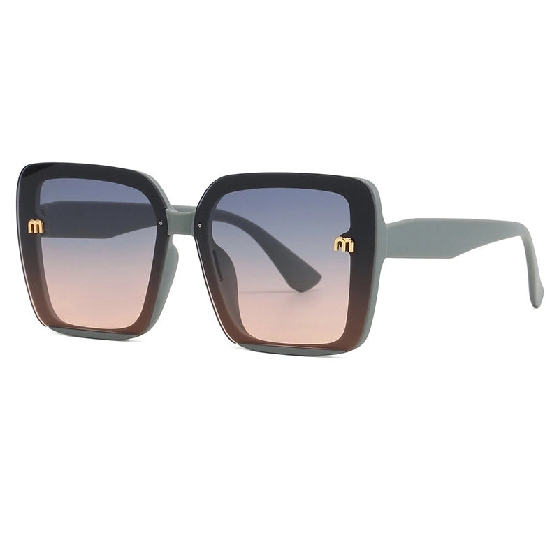 Casual Minimalist Gradient Color Pc Square Full Frame Women’s Sunglasses