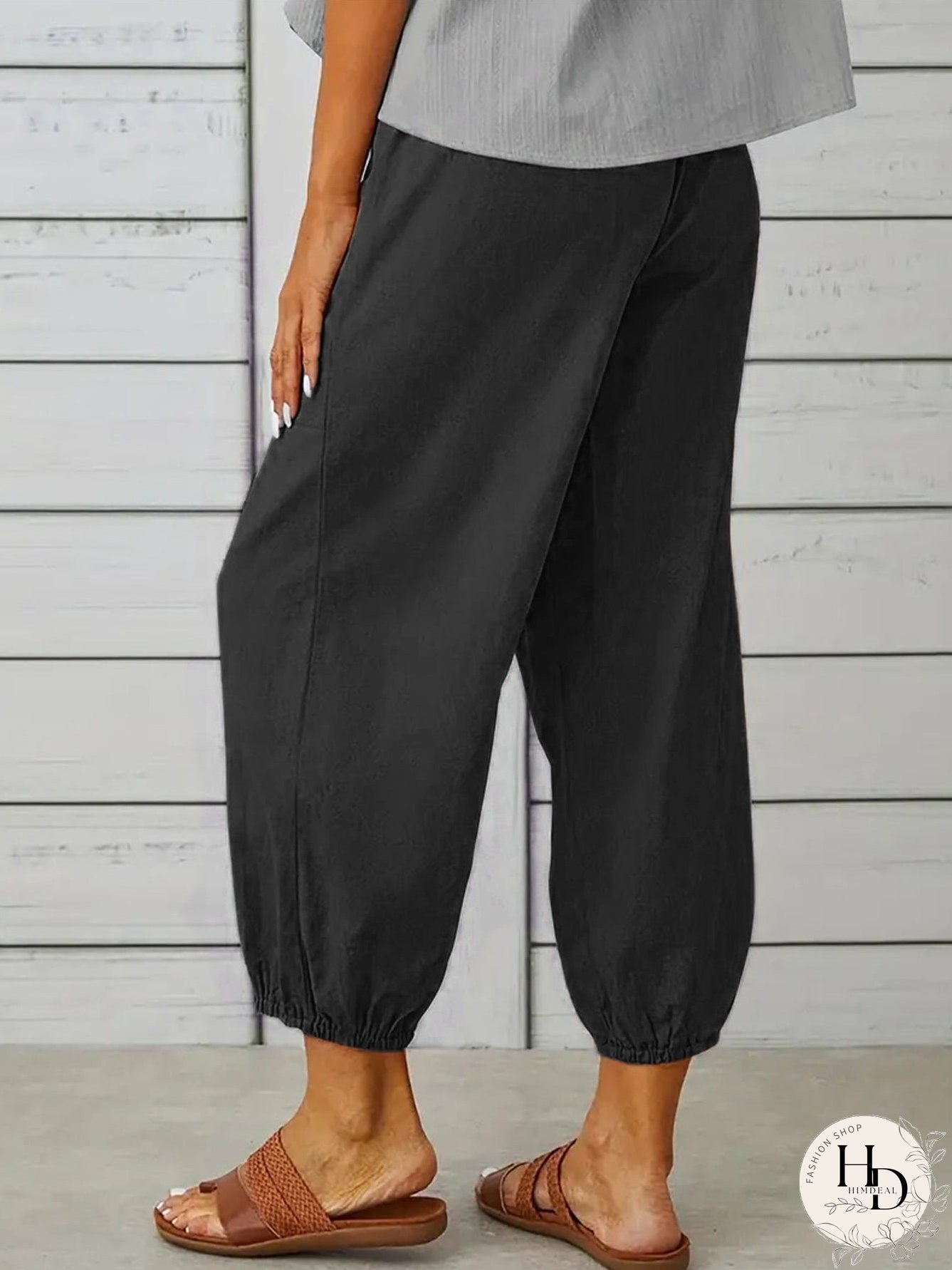 Decorative Button Cropped Pants