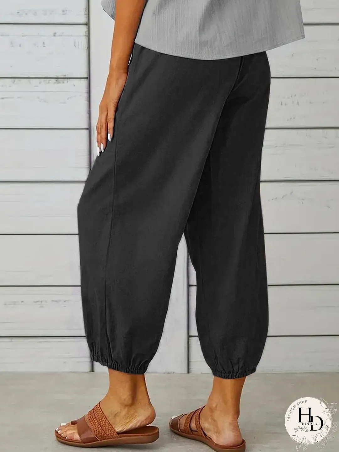 Decorative Button Cropped Pants