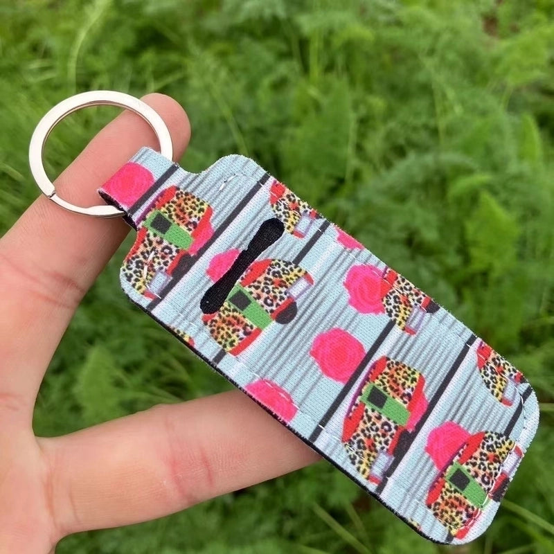 5 Pieces Pastoral Sunflower Lips Leopard Polyester Keychain