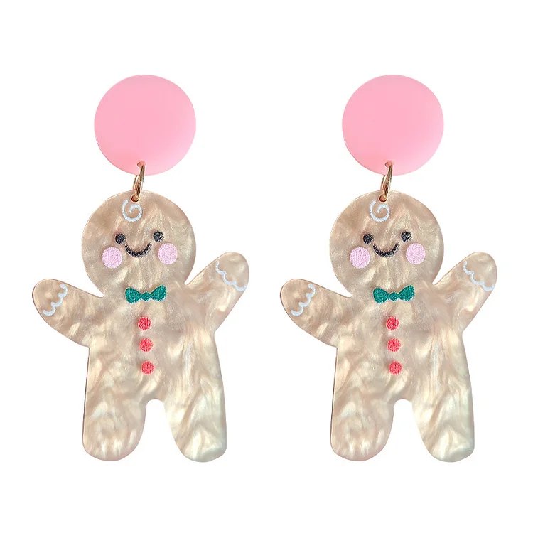 Christmas Gingerbread Man Acrylic Earring