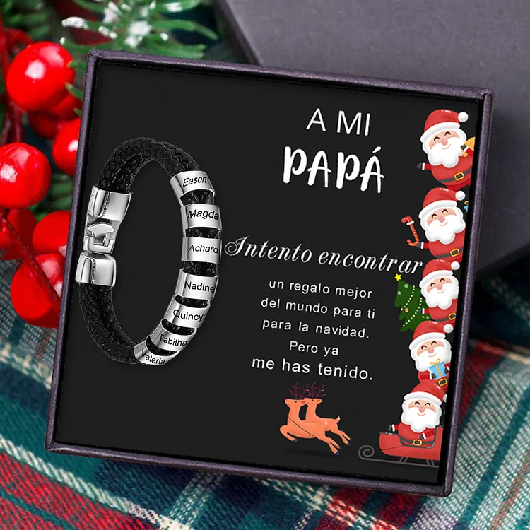 Pulseras personalizadas con nombre para hombres, día del padre, pulsera de  acero inoxidable con cuentas de nombre, pulsera de eslabones plateados para