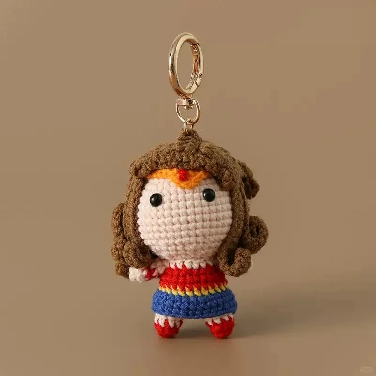 Lulusnow Handmade  Wonder Woman Crochet Key Pendant Bag Accessories Key Pendant