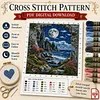 (PDF Pattern)Nighttime Scenery 14CT PDF Cross Stitch Pattern Instant Digital Download Counted Printable 15.75x15.75inch