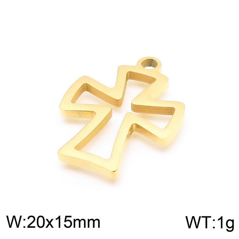 1 Piece Stainless Steel 18K Gold Plated Cross