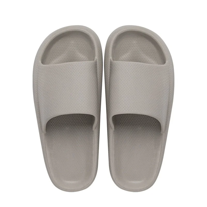 Spot Home Solid Color Thick-Soled Slippers Couple Fashion Non-Slip Bathroom Slides Street Trend Slippers Wholesale
