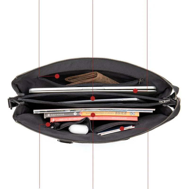 Premium Quality Leather Roomy Interior Multiple Compartment Top Zip Workbag