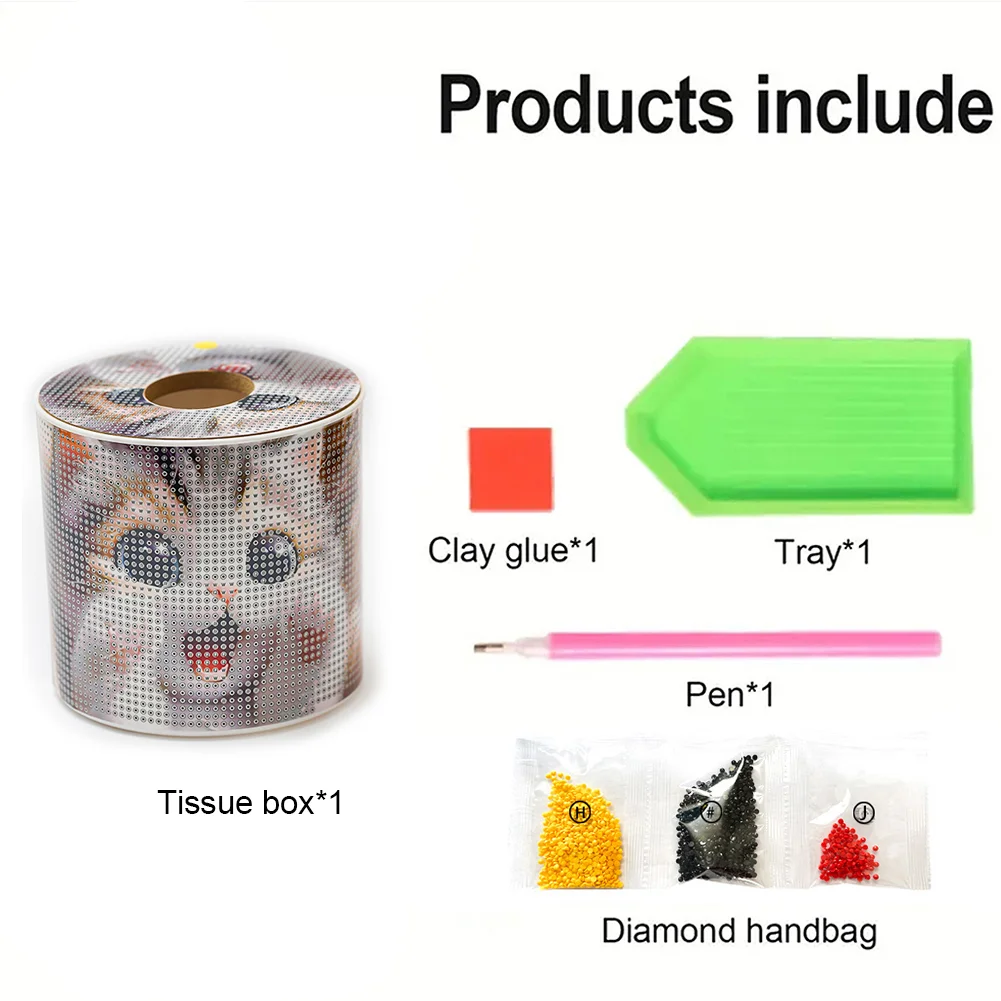 Cute Kitten DIY Diamond Painting Handmade Tissue Holder Rhinestones Tissue Box