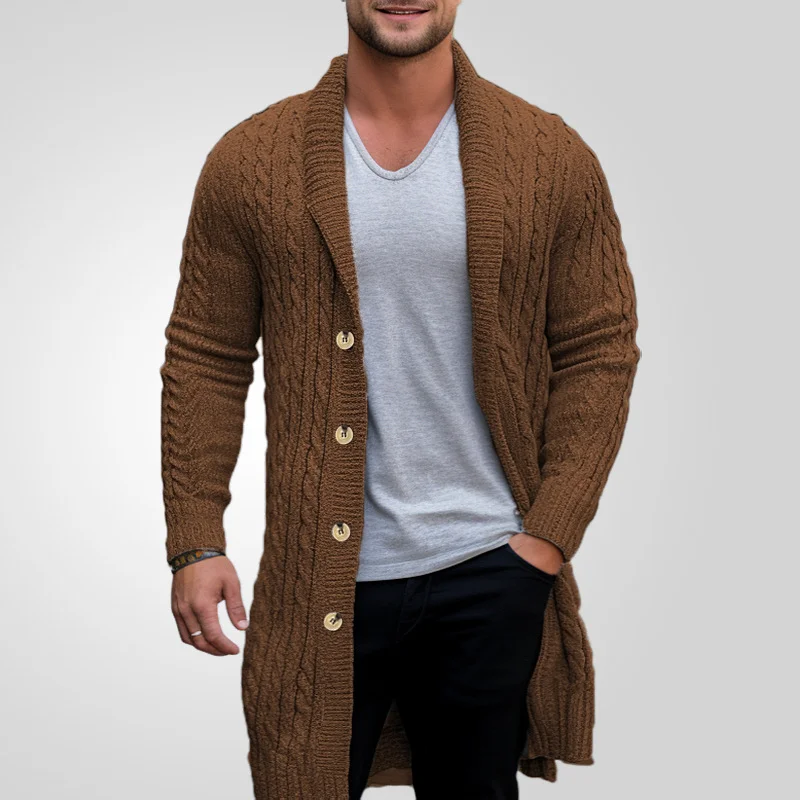 Uveng Uveng Men's Men's Long Knit Shirt Coarse Needle Twisting Shirt Sweater Woven Coat SY0107