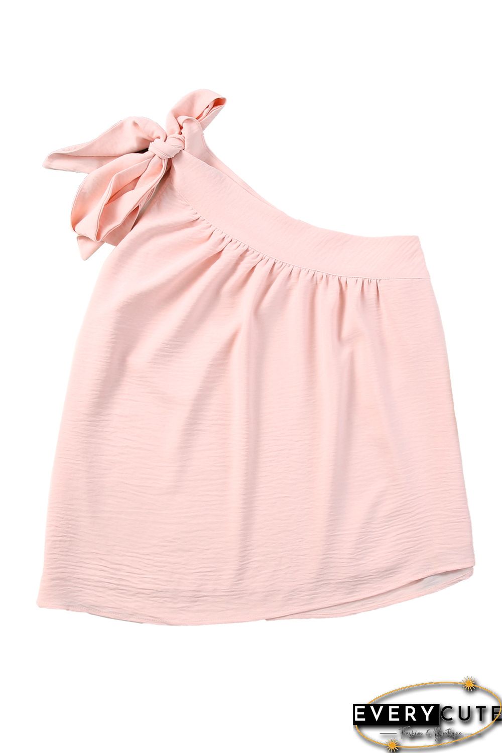 Pink Asymmetric Tie On Shoulder Sleeveless Top