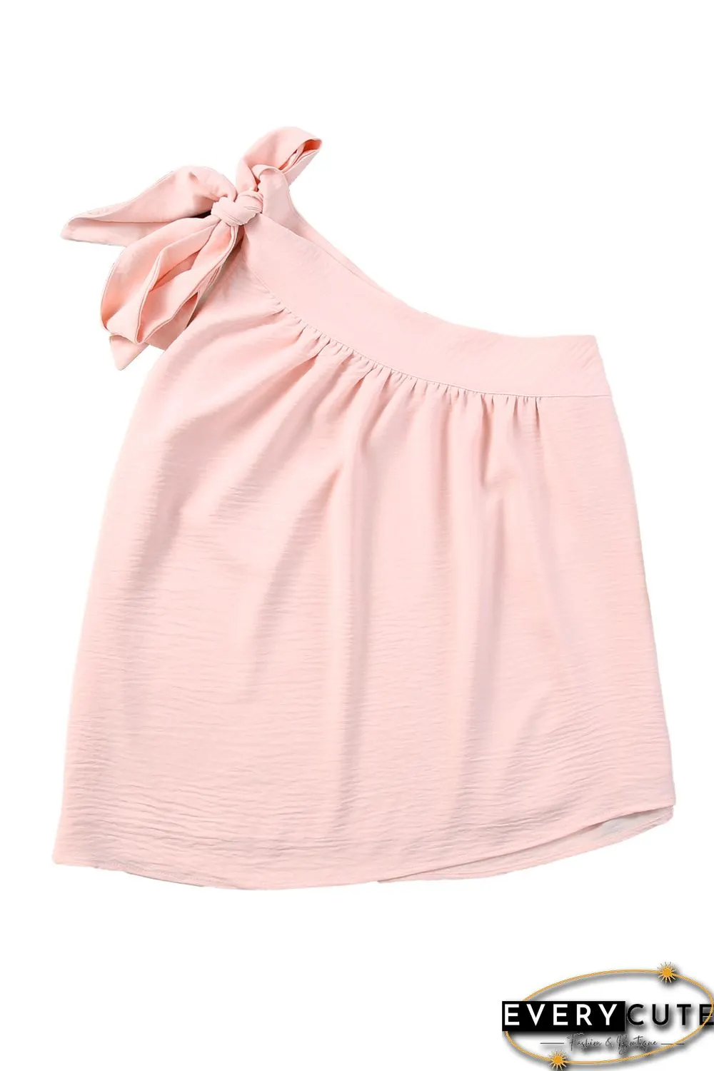 Pink Asymmetric Tie On Shoulder Sleeveless Top
